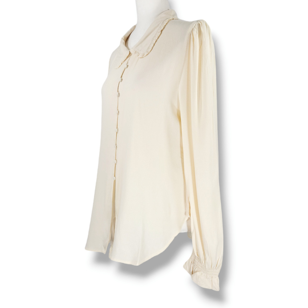 NWT B.O.G. Band of the Free Denise Ruffle Collar‎ Top Sz. M [8-10] Cream - Picture 2 of 14